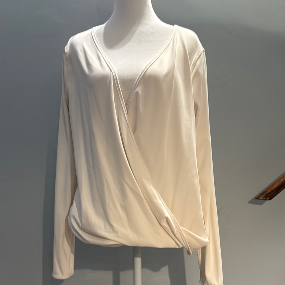Lululemon Athletica Cream Long Sleeve Wrap Blouse